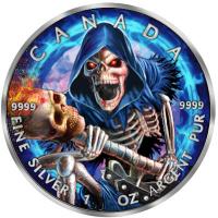 Kanada 5 CAD Maple Leaf Armageddon VII Grim Reaper 2024 1 Oz Silber Color